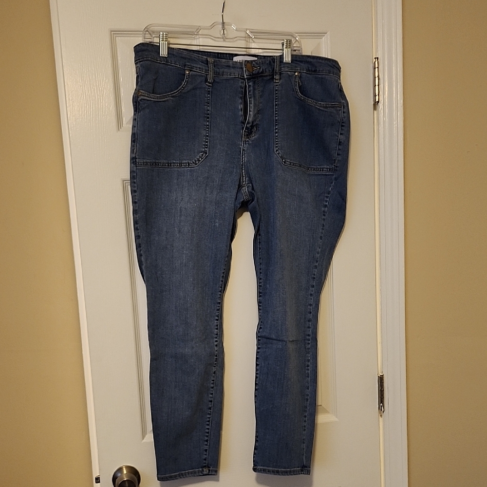 Lane Bryant Mid-Rise Dark Blue Skinny Jeans